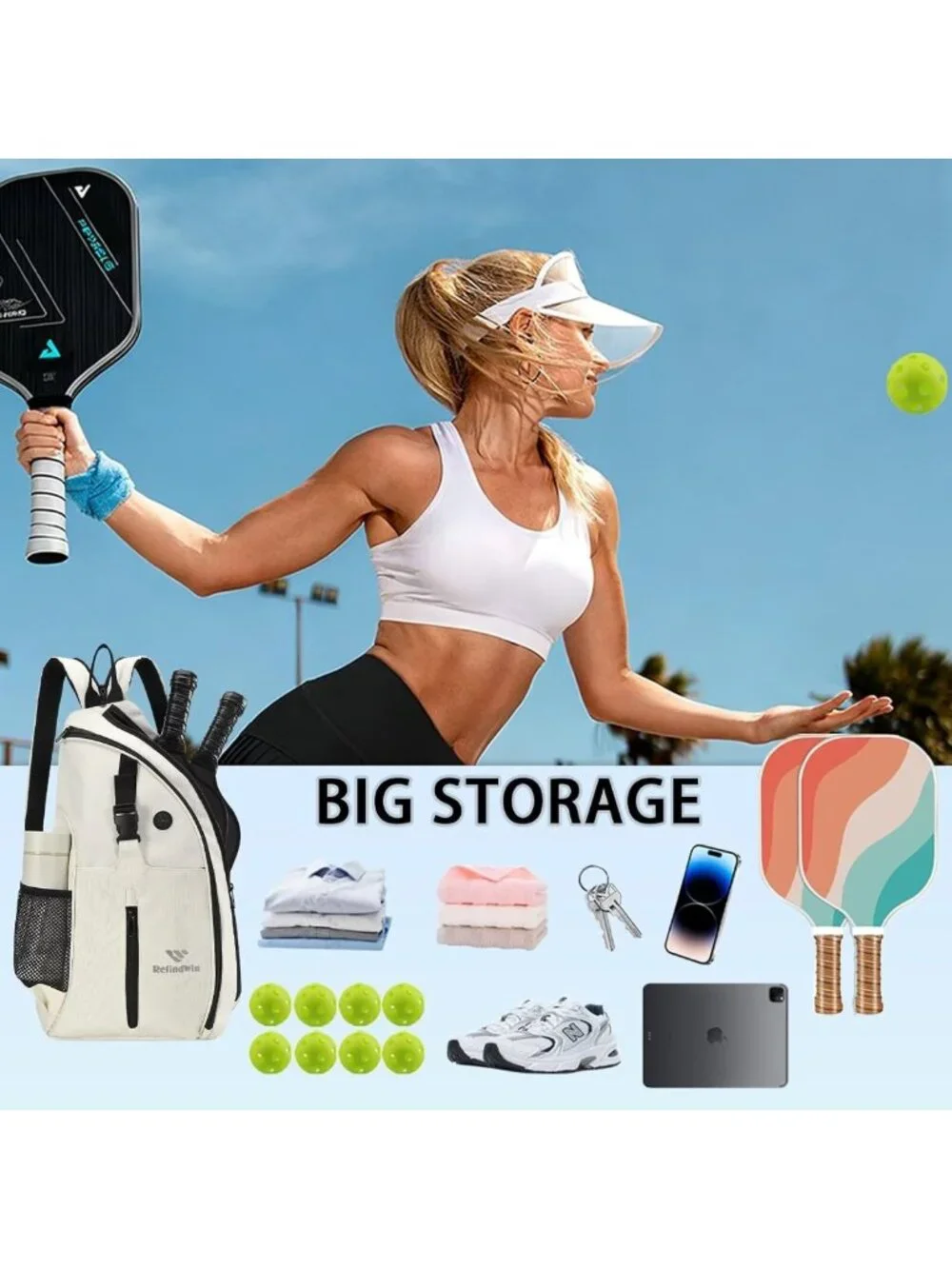 Versatile Pickleball & Tennis Backpack | Adjustable Sling Sports Bag for All